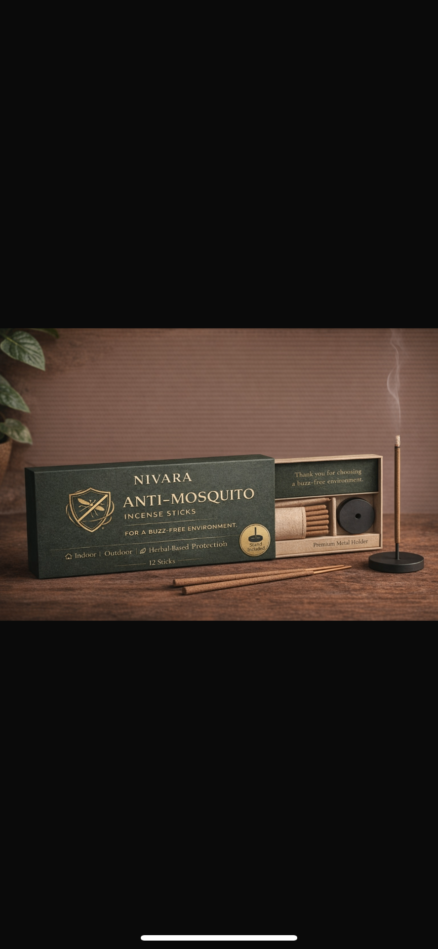Nivara Anti-Mosquito Incense Sticks โ 12 sticks with metal stand